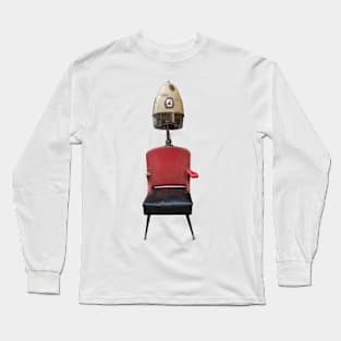 Vintage Retro Barber Hair Dryer And Chair Long Sleeve T-Shirt